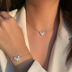 Éclat Lumière Heart Set - Anti-Tarnish Silver Bracelet & Necklace C – demi-fine jewellery, 18K PVD gold, waterproof | Éktaraa
