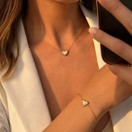 Heart Outline Set - Anti-Tarnish 18K Gold Bracelet & Necklace Combo | Éktaraa