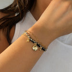 Noir Élégance Charm Bracelet – demi-fine bracelet, 18K PVD gold, waterproof | Éktaraa
