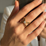 Crystal Crown – 18K PVD Coated | Éktaraa – demi-fine ring, 18K PVD gold, anti-tarnish | Éktaraa