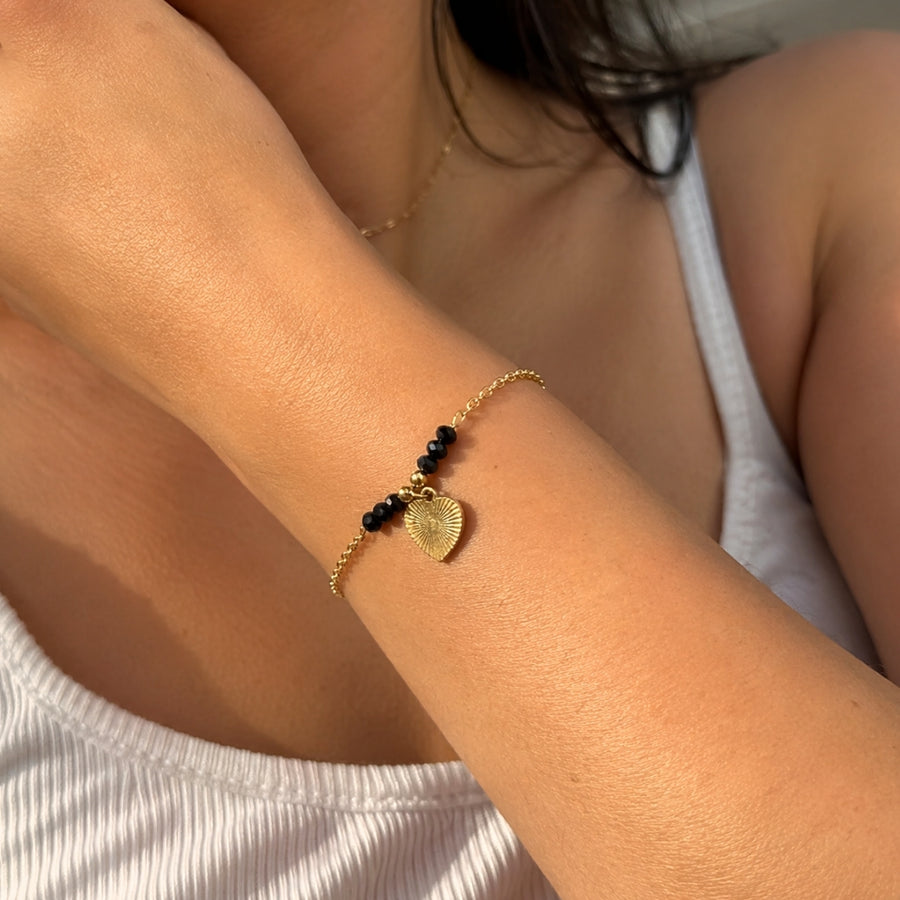 Heart Charm Bracelet | Éktaraa – demi-fine bracelet, 18K PVD gold, anti-tarnish | Éktaraa