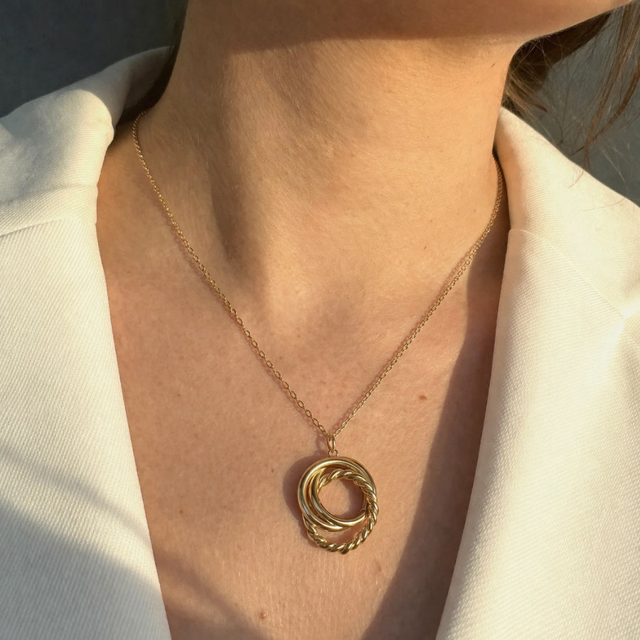golden rings pendant – 18K PVD Coated | Éktaraa – demi-fine necklace, 18K PVD gold, anti-tarnish | Éktaraa