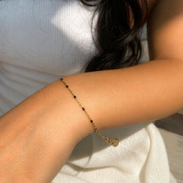 Black Bead Chain | Éktaraa – demi-fine bracelet, 18K PVD gold, anti-tarnish | Éktaraa