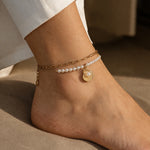 Pearl Shell Layered Anklet | 18K PVD Gold, Hypoallergenic & Anti-Tarni – demi-fine anklet, 18K PVD gold, waterproof | Éktaraa