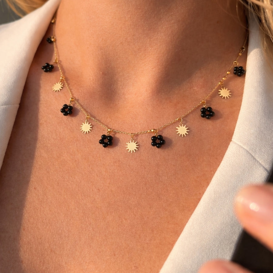 Noir Soleil – 18K PVD Coated | Éktaraa – demi-fine necklace, 18K PVD gold, anti-tarnish | Éktaraa