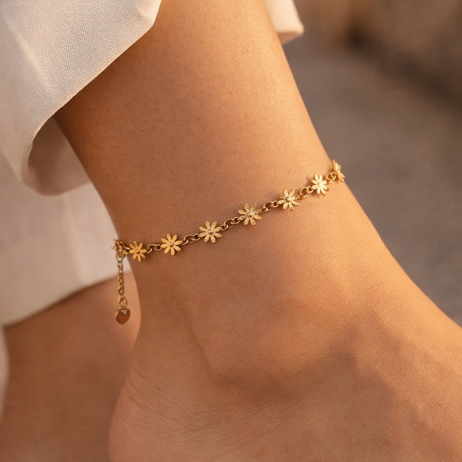 Daisy Chain Anklet - Gold – demi-fine anklet, 18K PVD gold, waterproof | Éktaraa