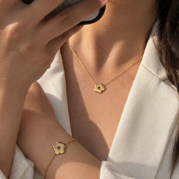 The Fleur Gold Set - Anti-Tarnish 18K PVD Minimalist Jewelry Set | Éktaraa