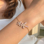 Twin Bloom – 18K PVD Coated | Éktaraa – demi-fine bracelet, 18K PVD gold, anti-tarnish | Éktaraa