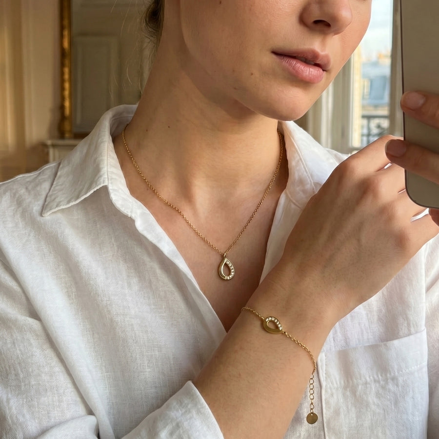 The Gilded Tear Set - Anti-Tarnish 18K Gold Jewelry Set | Éktaraa – demi-fine jewellery, 18K PVD gold, waterproof | Éktaraa