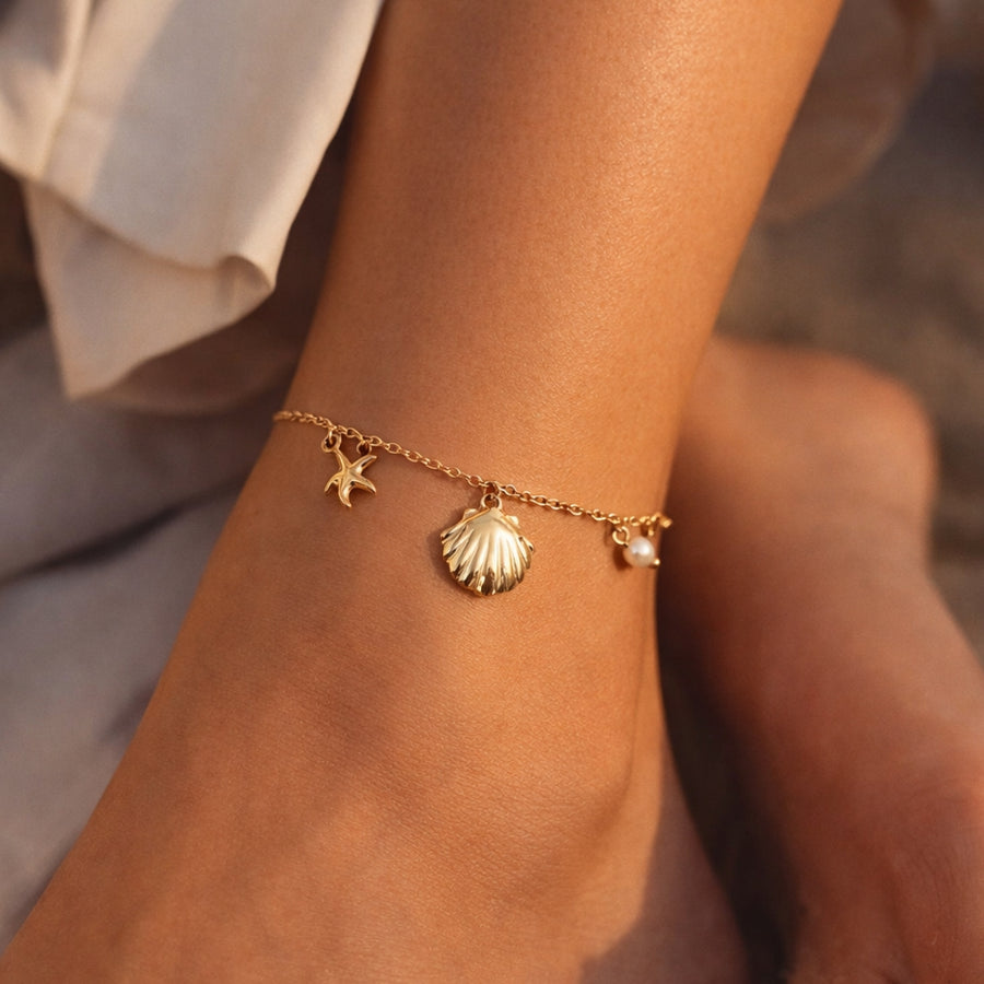 Sea Breeze | Éktaraa – demi-fine anklet, 18K PVD gold, anti-tarnish | Éktaraa