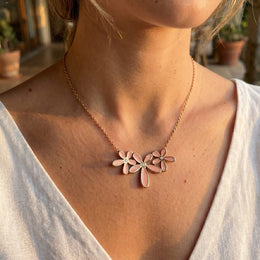 Pink Floral Necklace – demi-fine necklace, 18K PVD gold, waterproof | Éktaraa