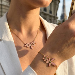 The Pink Bloom Set - Anti-Tarnish 18K Gold Jewelry Set | Éktaraa – demi-fine jewellery, 18K PVD gold, waterproof | Éktaraa