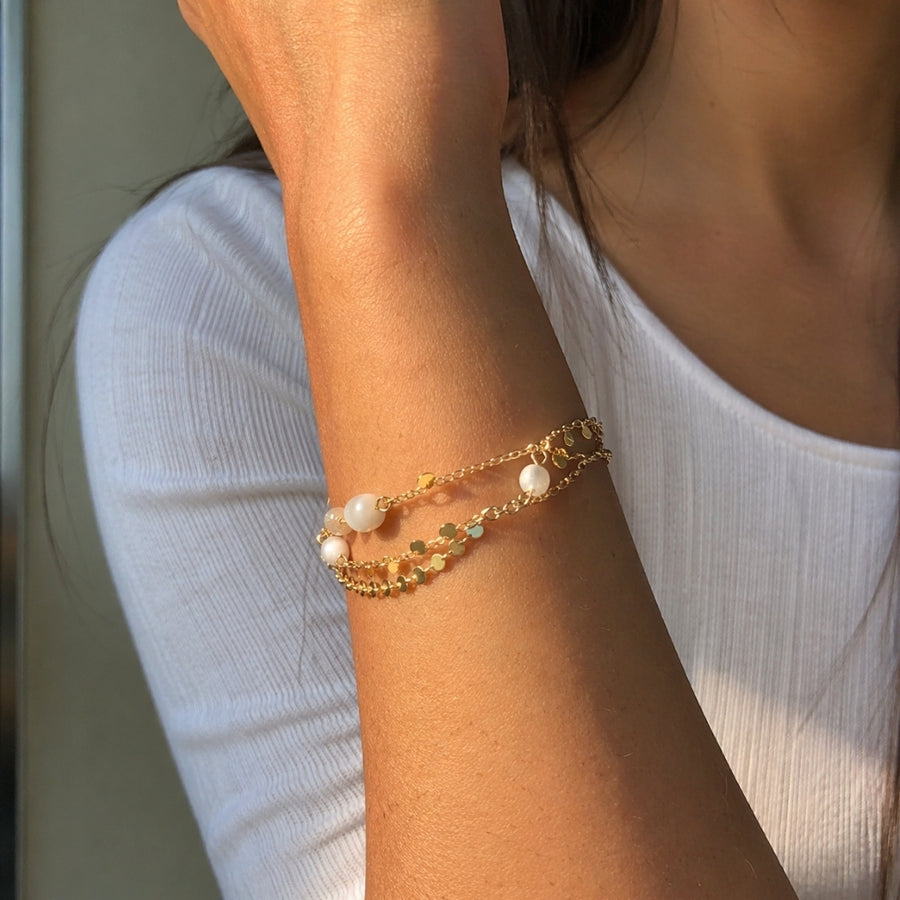 Perles & Ronds Layered Bracelet – demi-fine bracelet, 18K PVD gold, waterproof | Éktaraa