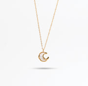 Moon Charm Set - Anti-Tarnish 18K Gold Bracelet & Necklace – demi-fine jewellery, 18K PVD gold, waterproof | Éktaraa – view 2