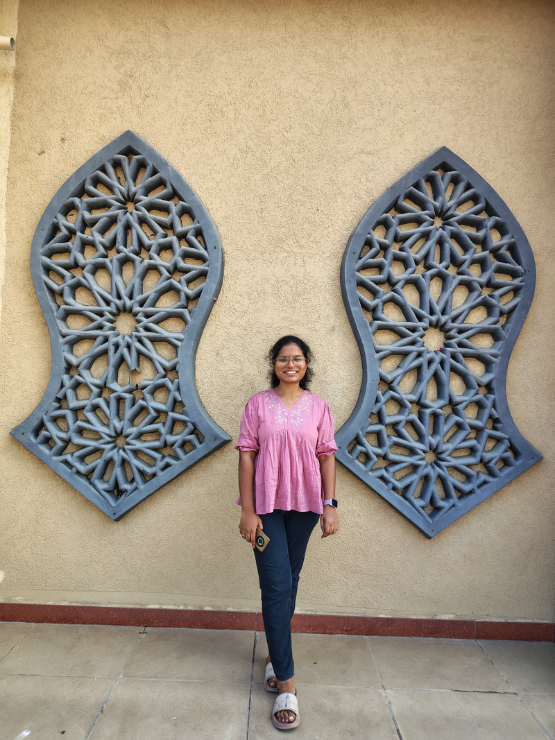 Sai Tejasri wearing Crimson Heart Pendant Necklace